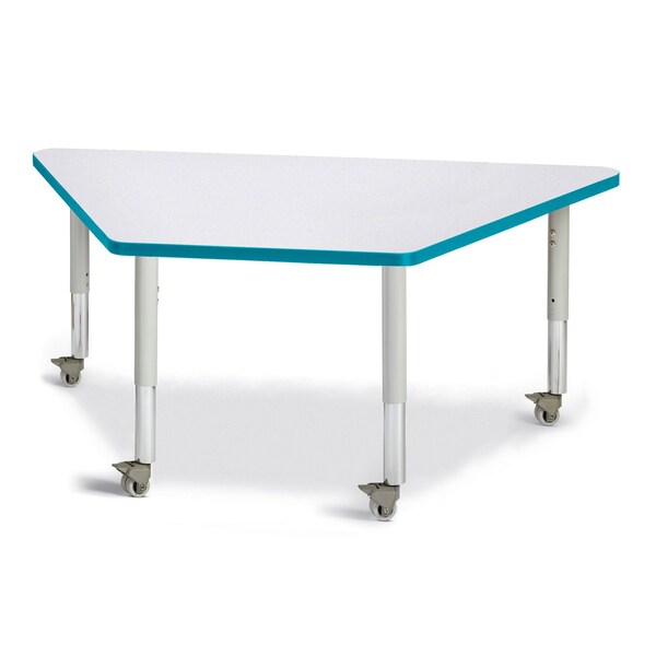 Berries Trapezoid Activity Tables, 30 in. x 60 in., Mobile, Freckled Gray/Teal/Gray
